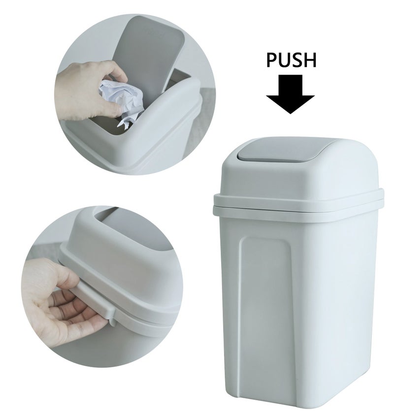 Teyyvn 7 Liter / 1.8 Gallon Plastic Trash Can, Small Garbage Can with Swing Lid (Slightly Grey) - Image 3